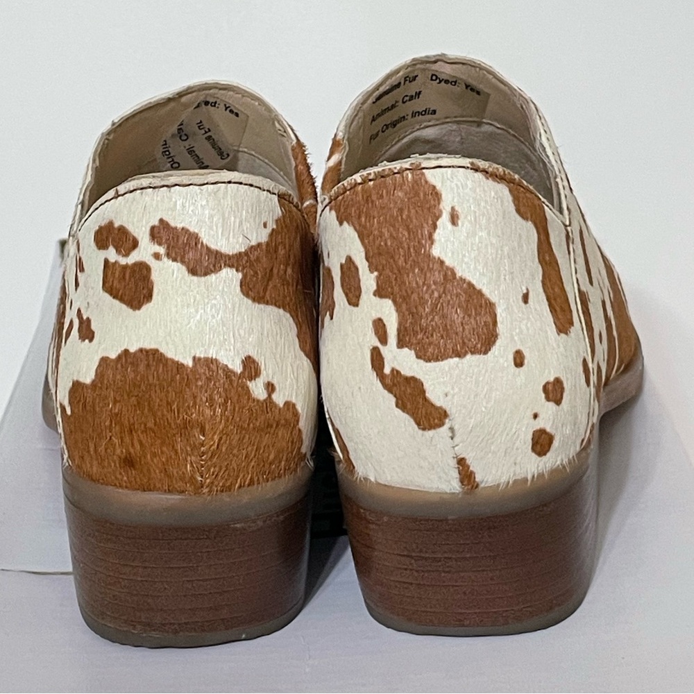 Hush Puppies Sienna Bootie/Shootie Brown Cow White Print Fur/leather Comfy 6.5 - Picture 7 of 14